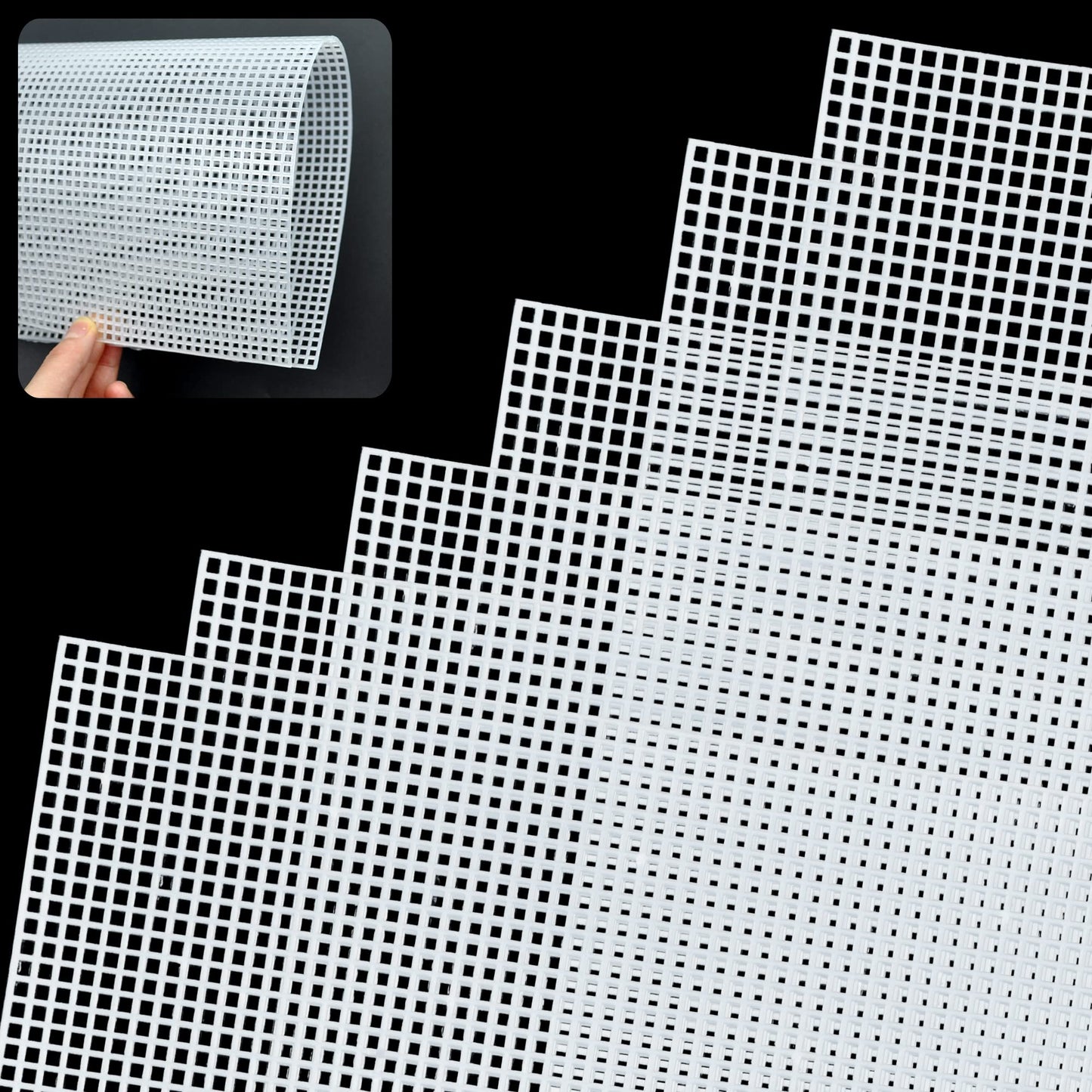 LYLIDIA 6PCS Plastic Canvas Sheets 6 Count Mesh for DIY Crafts, White Needlepoint Canvas for Embroidery, Crafting, Knit, Crochet Projects, Cross-Stitch, Bag Making
