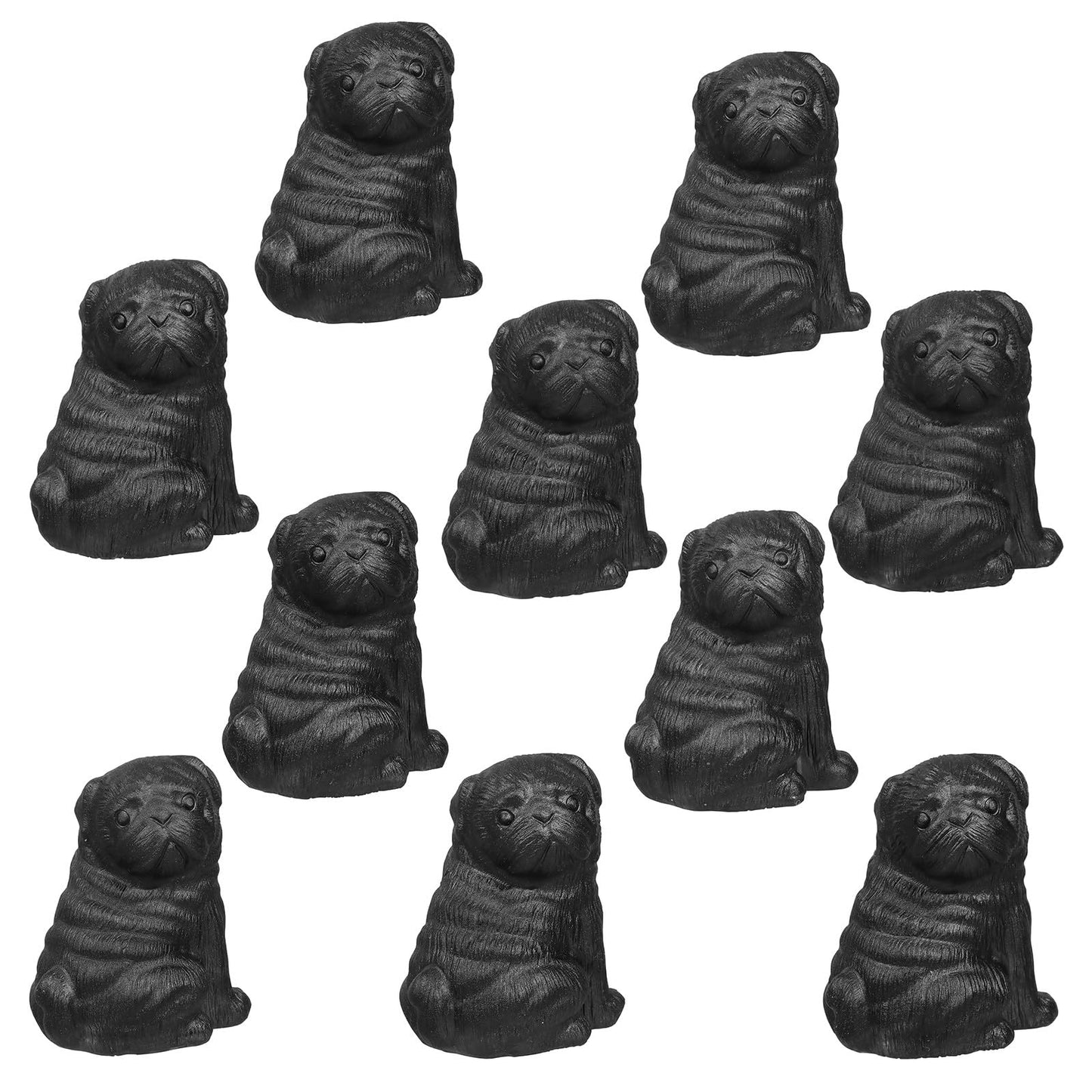 Amogeeli 2.13 Inch Black Obsidian Crystal Pug Figurine, Mini Cute Puppy Statue, Handmade Animal Ornament for Reiki/Meditation/Home Office Decoration
