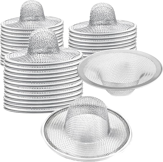 50 pcs Heavy Duty Stainless Steel Slop Basket Filter Trap, 2.75" Top / 1" Mesh