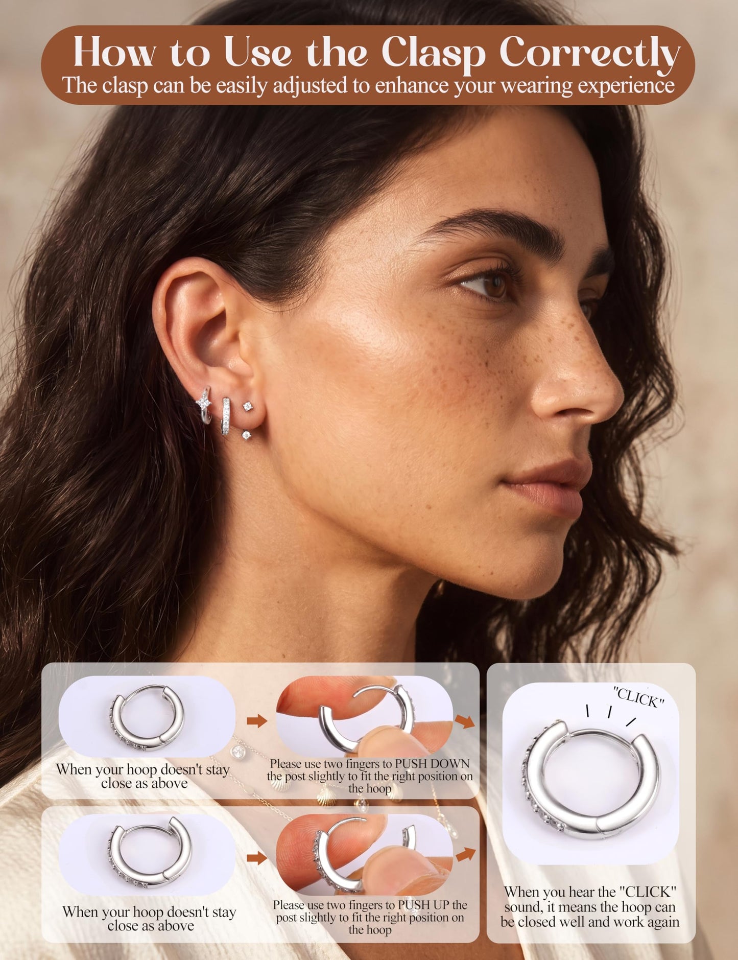 MILACOLATO 925 Sterling Silver Earrings for Women, Sterling Silver Filled Small Huggie Hoop Earrings Sets for Multiple Piercing Hypoallergenic Jewelry, CZ Cartilage Earrings Stacks Trendy Jewelry Gifts, 3 Pairs