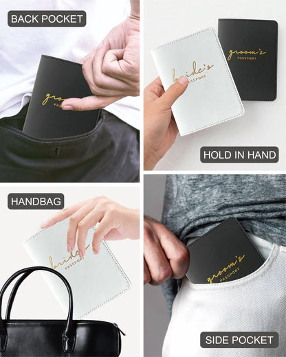 GroomBrideGifts Bride and Groom Passport Holder - Engagement Gifts for Couples | Wedding Travel Essentials for Couples | Honeymoon Gifts for Newlyweds