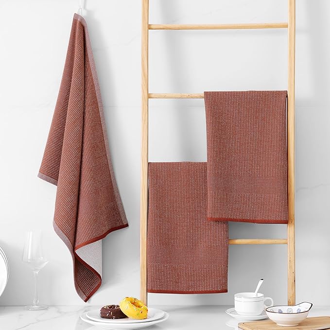 Homaxy Premium Kitchen Towels, Large Cotton Kitchen Hand Towels, Flat and Terry