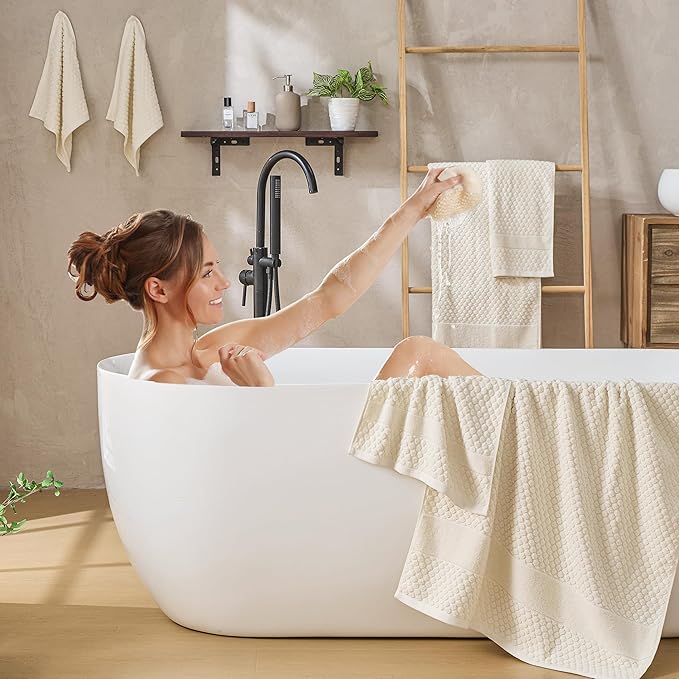 Simple&Opulence 6 Piece Luxury Towel Set, 100% Cotton Bathroom Towels