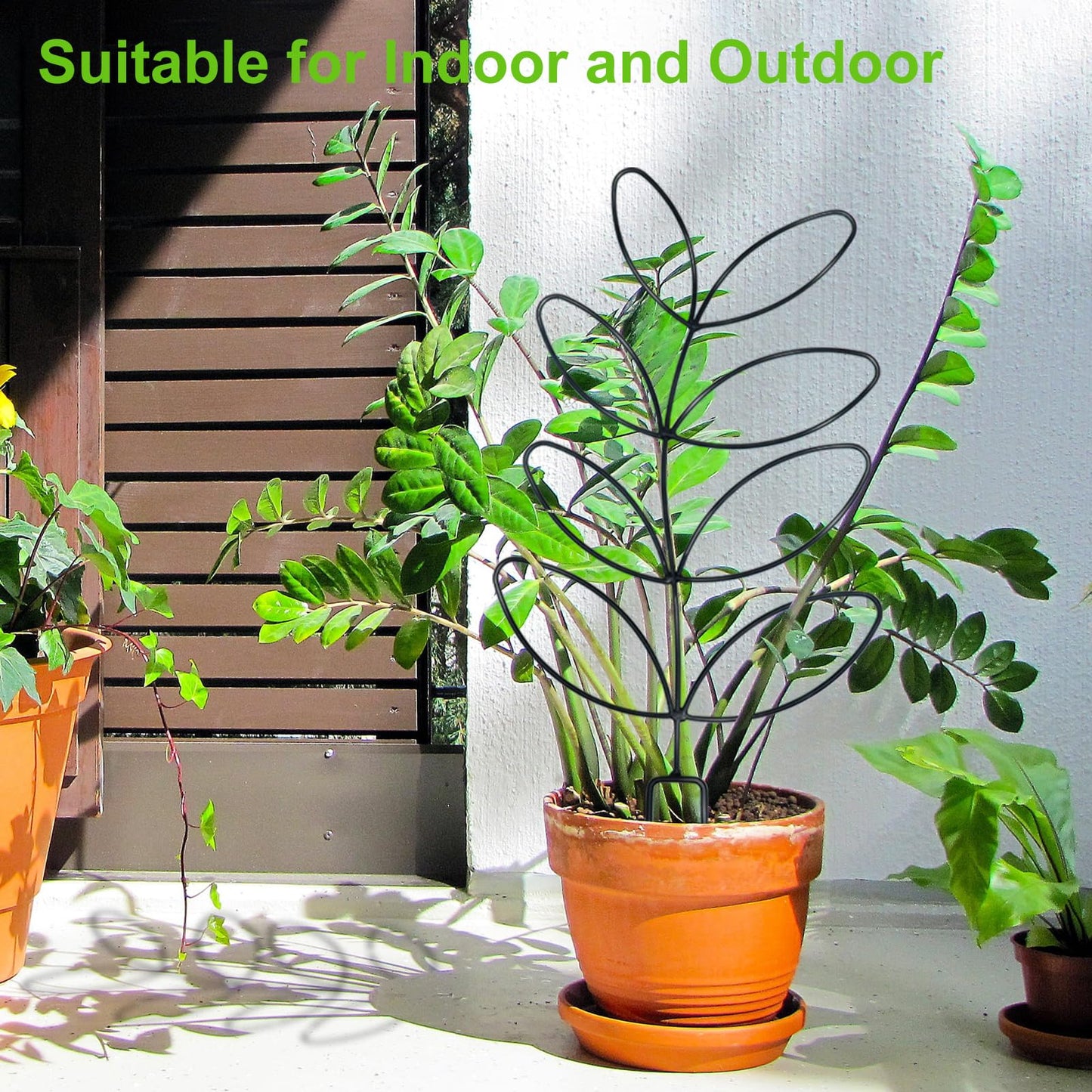Metal Trellis for Climbing Plants Indoor with Plant Ties, 23" Small Plant Trellis for Potted Plants with 4 Different Panels, Accessories for Plant Care and Decor (Black)