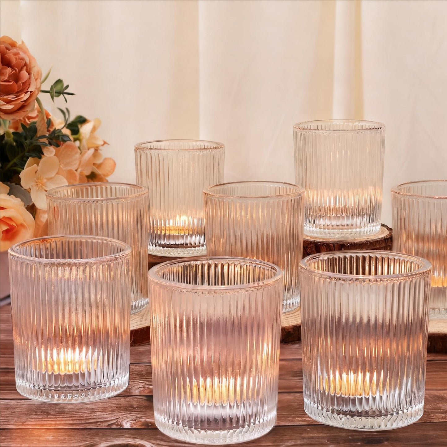 6 Pack Large Votive Candle Holders, 2.8x3.3in Clear Glass DIY Wax Filling Romance Tealight Candle Holders Wedding Decor, Tea Lights Candles Holder for Table Centerpieces (6)