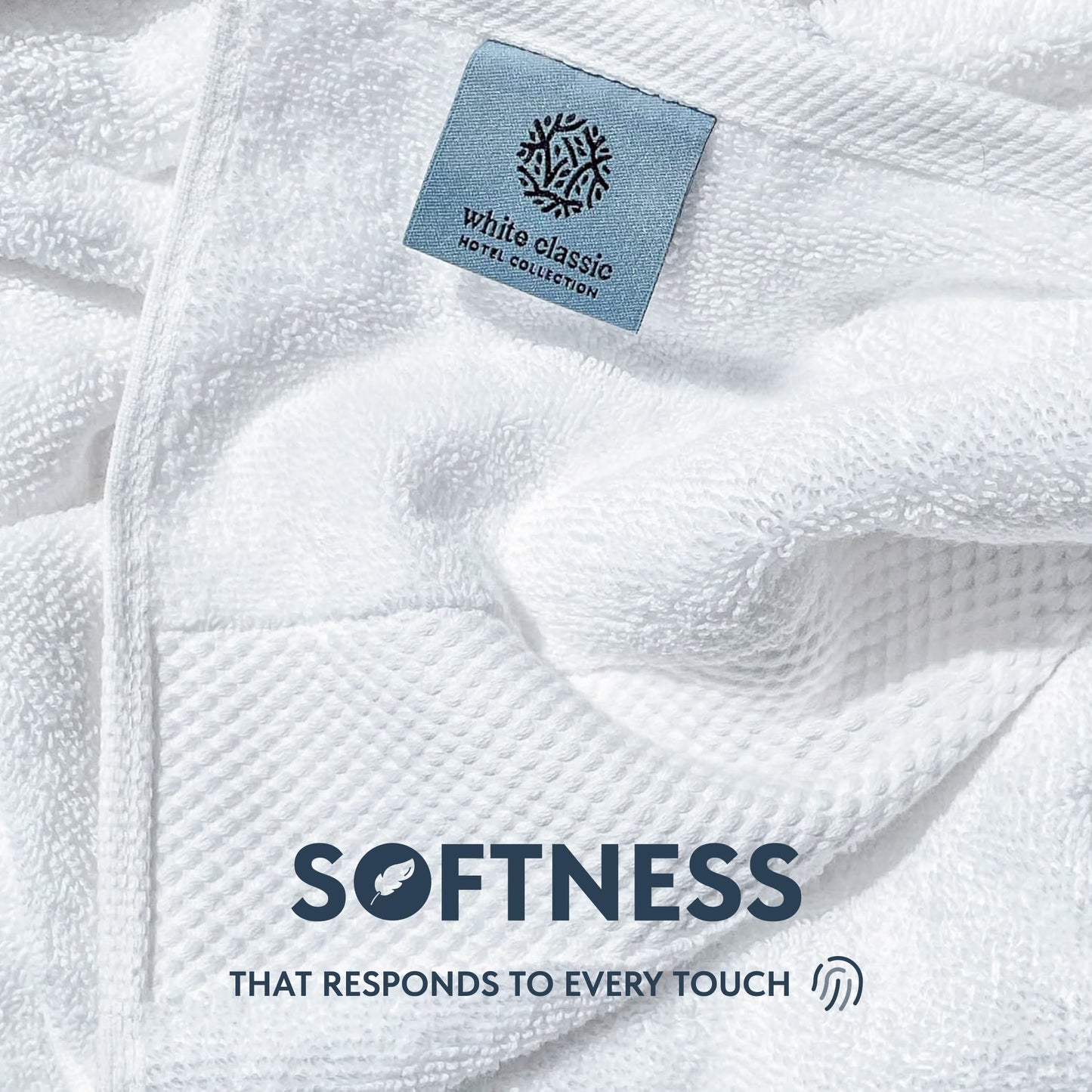 White Classic Luxury White Hand Towels, 100% Cotton Bathroom Hand Cloths Set of 6, Hotel Towels Extra 40x76 cm, Quality Towels Bathroom Sets for Hands | White, 6 Pack