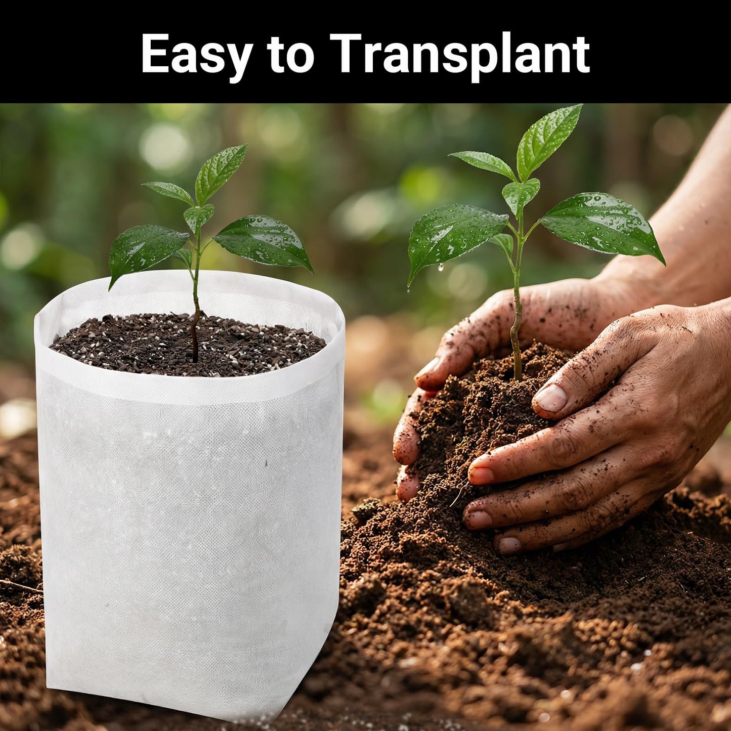ENPOINT Fabric Grow Bags - 12.6x13.4 inches Breathable Seed Starter Plant Grow Bags for Seedling Pots, Nursery Pots for Plants, 50pcs