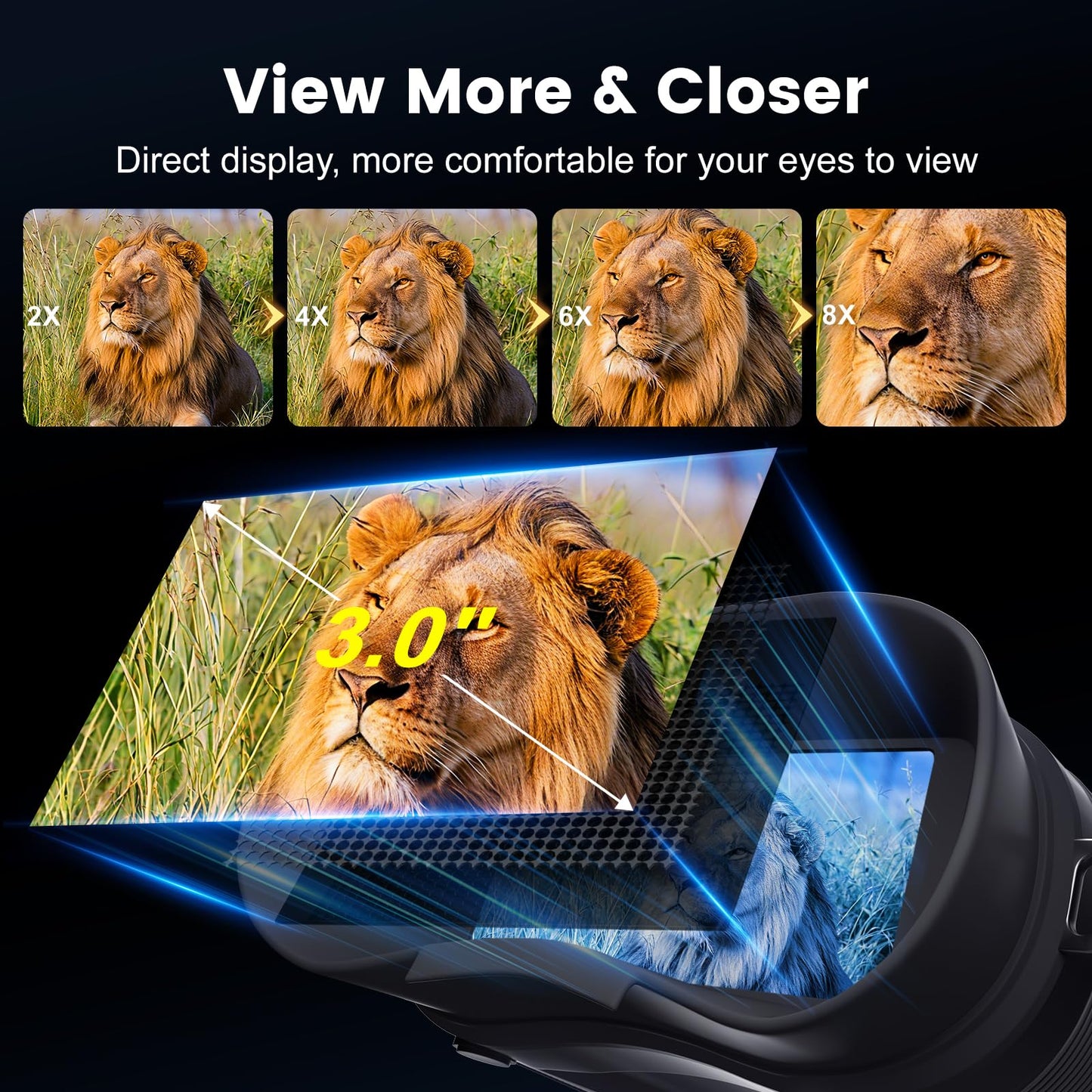 MAXDONE Night Vision Goggles - 4K Night Vision Binoculars for Adults with 5000mAh Fast Charging Battery, 8X Zoom, f/1.4 HD Camera, 32GB Card and 1968FT Viewing Range for Camping Hunting & Security