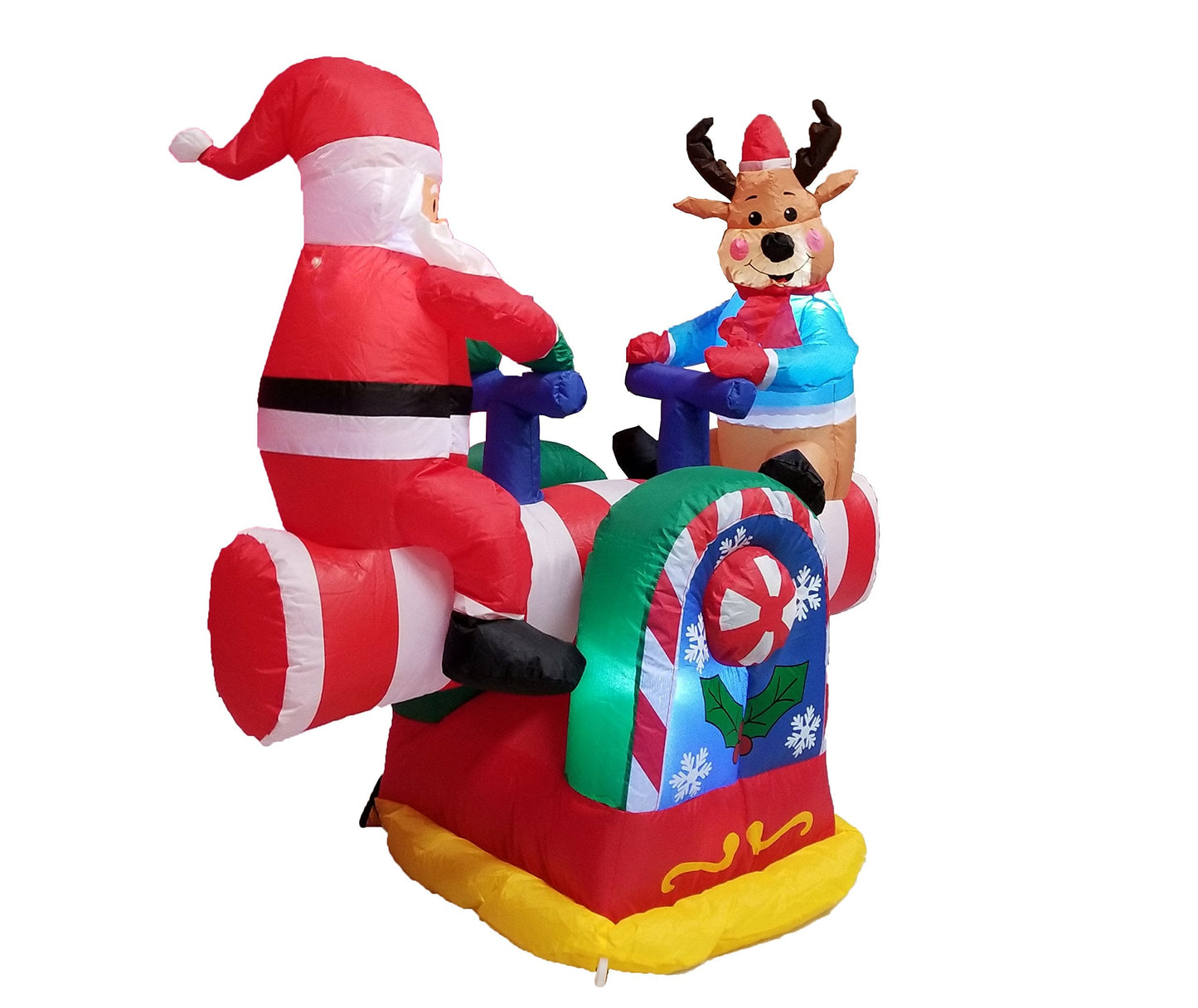 4 Foot Animated Christmas Inflatable Santa Claus and Reindeer on Teeter Totter Outdoor Yard Decoration