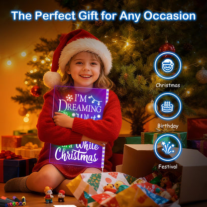 LumiBoard LED Drawing Board for Kids, 13.7"x10" Light Up Acrylic Dry Erase Led Note Board with Colors, Doodle Glow Board with Stand, Magic Drawing Tablet as Christmas & Birthday Gifts for Girls Boys