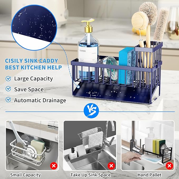 Cisily Navy Blue Sink Caddy Organzier