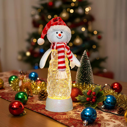 Christmas Snowman Snow Globes Lantern Musical Lighted Water Lantern Snow Globe Swirling Glitter Snowglobes with 6H Timer USB Operated Snowglobe Christmas Decoration for Home & Gift- Red Hat