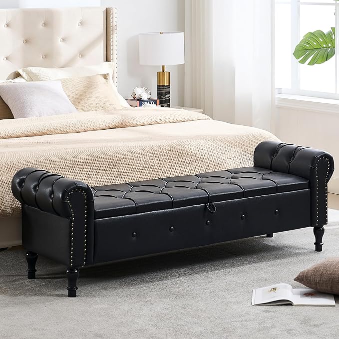 67" Storage Bench for Bedroom, End of King Size Benches