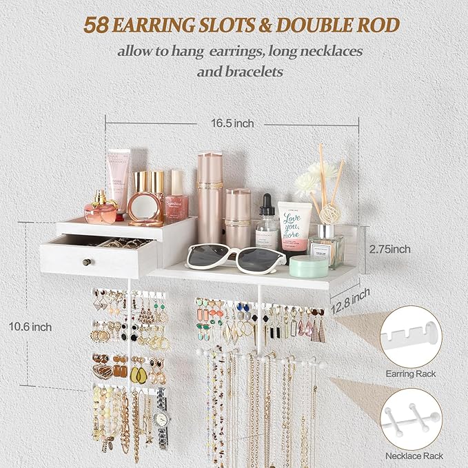 VINAEMO Jewelry Organizer Hanging Wall Mounted Jewelry Holder