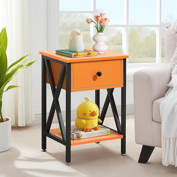VECELO Nightstands Set of 2, Modern Bedside End Tables, Night Stands