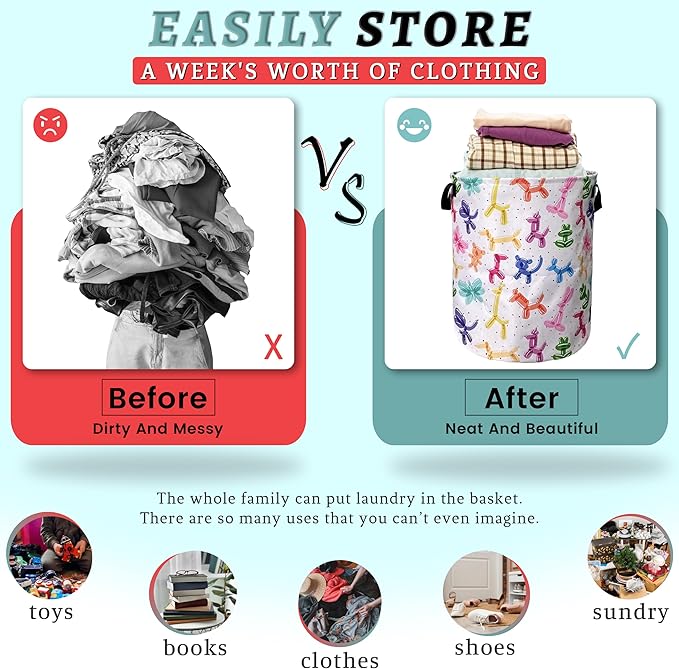 Colorful Dogs Pattern Laundry Basket Foldable