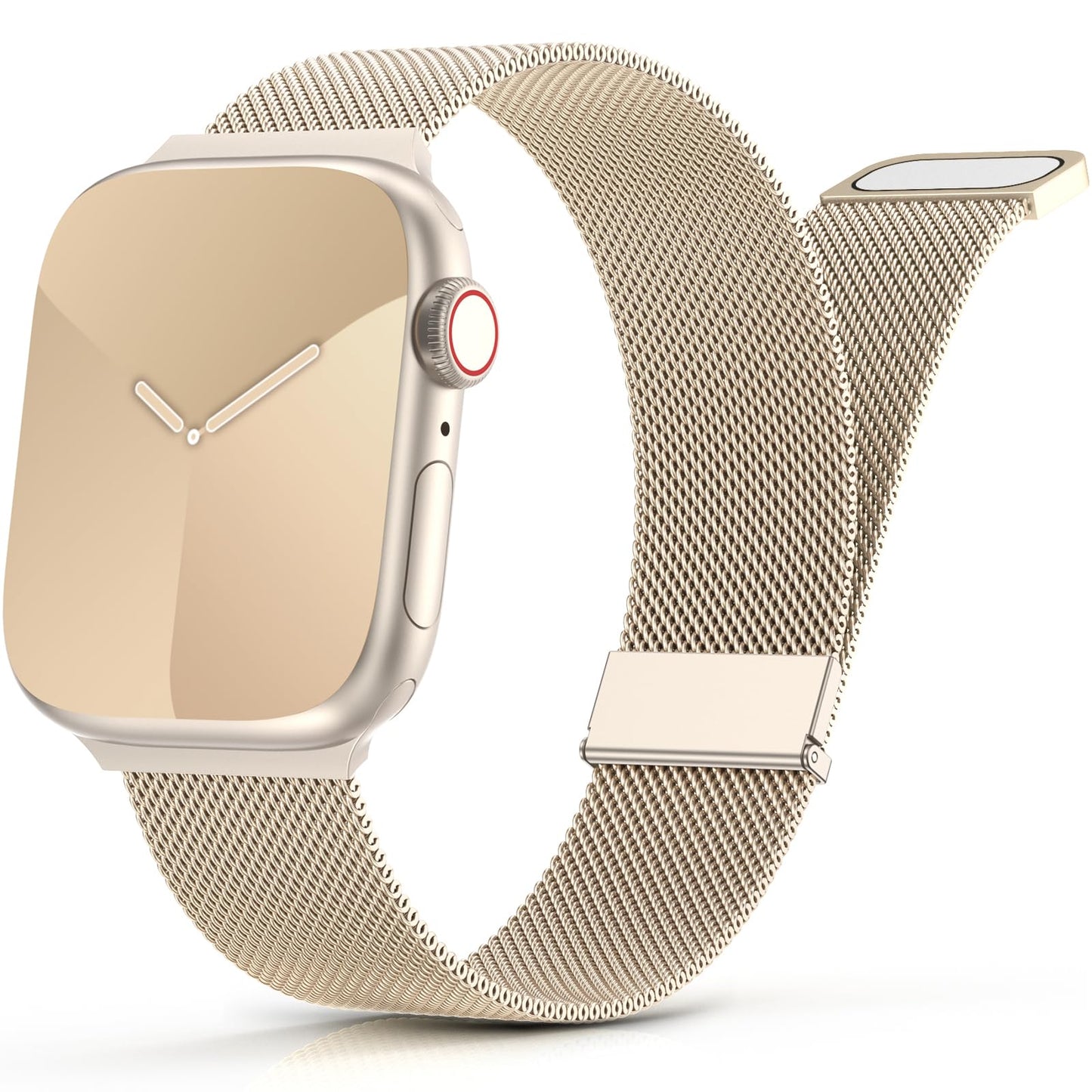 Yoohoo Milanese Loop for Apple Watch Straps 38mm 40mm 41mm 42mm 44mm 45mm 46mm 49mm Women Men,Strong Magnetic Clasp Adjustable Metal Band for iWatch Series 11 10 9 8 7 6 5 4 3 Ultra SE,Champagne Gold