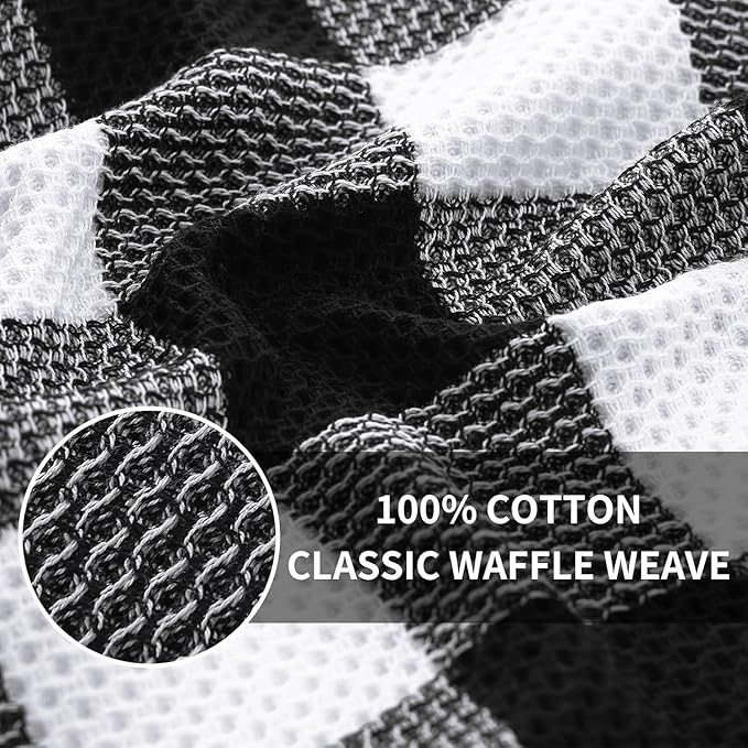 Homaxy 100% Cotton Waffle Weave Check Plaid Kitchen Towels, 20 x 28 Inches