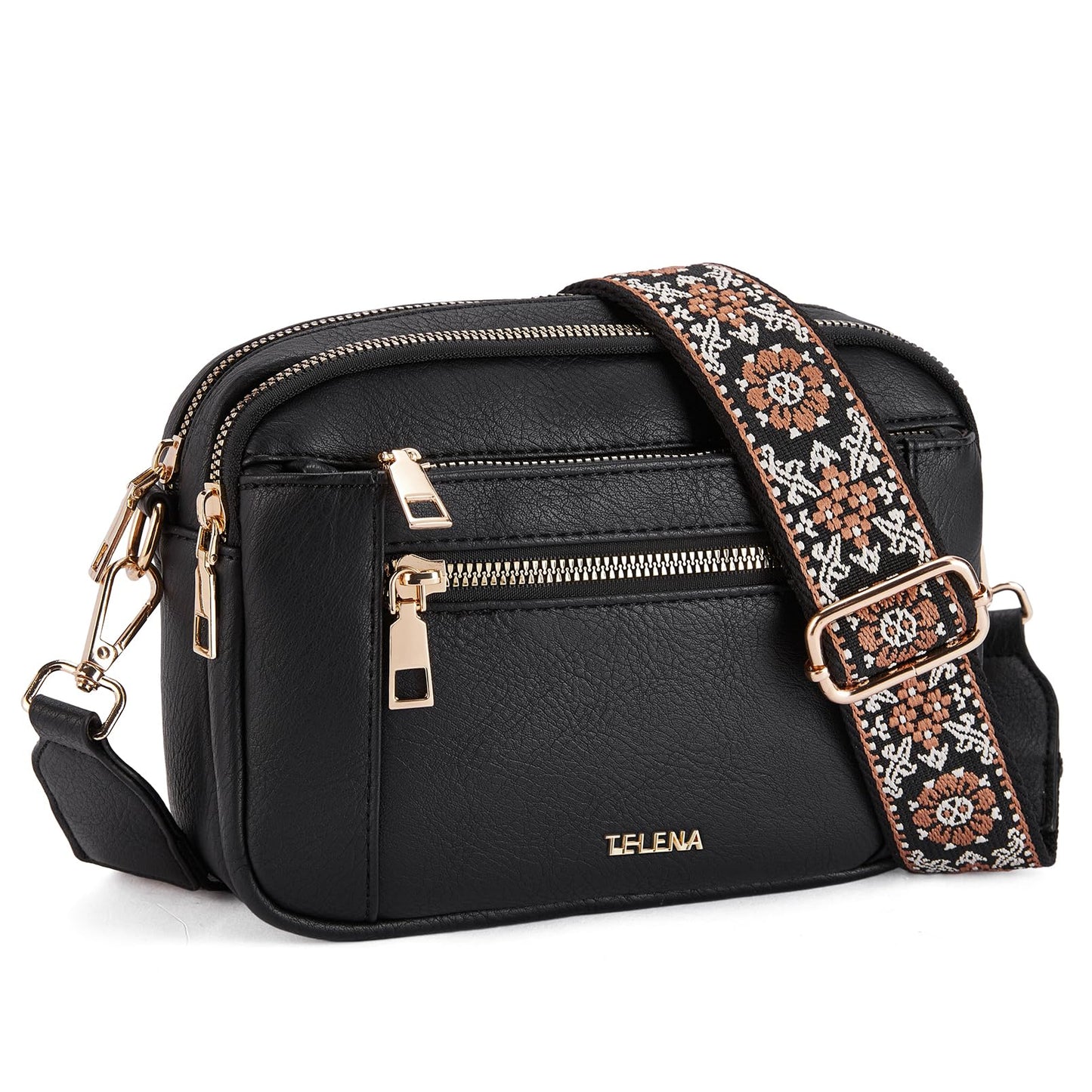 Telena Small Crossbody Bags For Women Vegan Leather Crossbody Purse With Adjustable Wide Strap For Daily Life