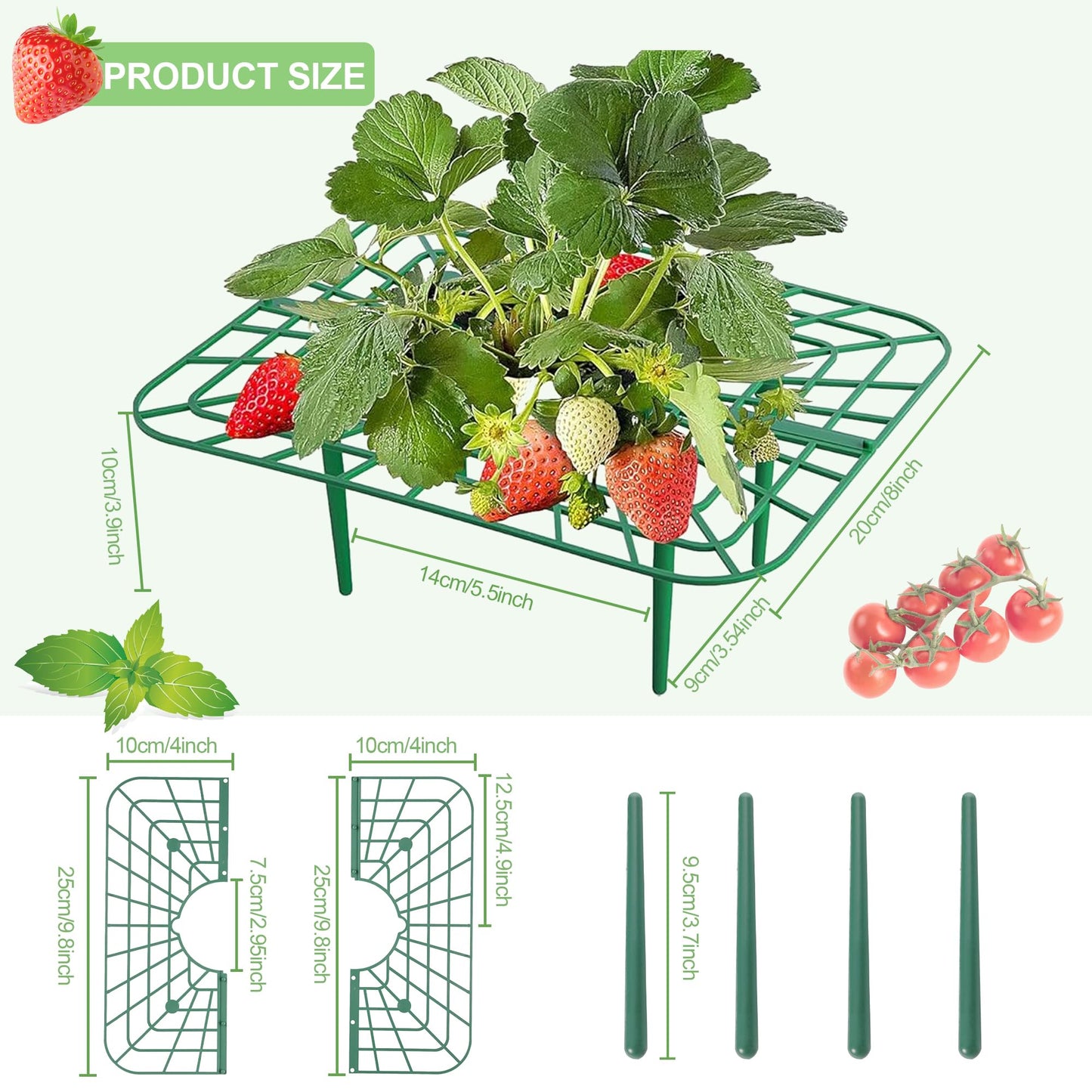 10-Packs Strawberry Plant Support, Reusable Strawberry Garden Trellis & Plant Holder-Keeps Berries Off the Ground for Pots & Backyard Raised Bed Gardens Home Gardeners
