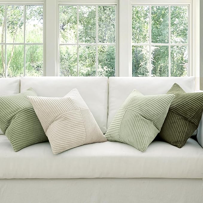 MIULEE Summer Light Green Decorative Throw Pillow Covers 20x20 Inch Set of 4