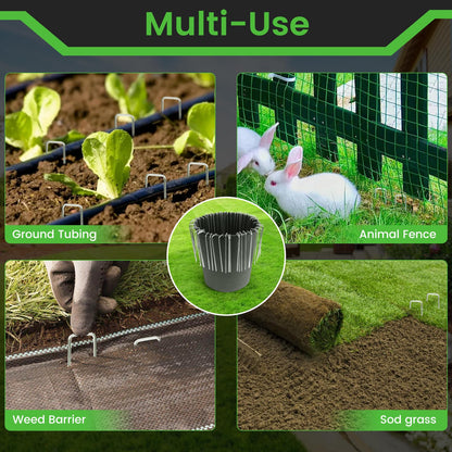 120 Pack 6 Inch Landscape Staples + 1 Hook 11 Gauge Heavy Duty Galvanized Garden Stakes, U-Shaped Ground Pins for Weed Barrier Fabric, Drip Irrigation Tubing, Sod, Lawn & Christmas Outdoor Decorations