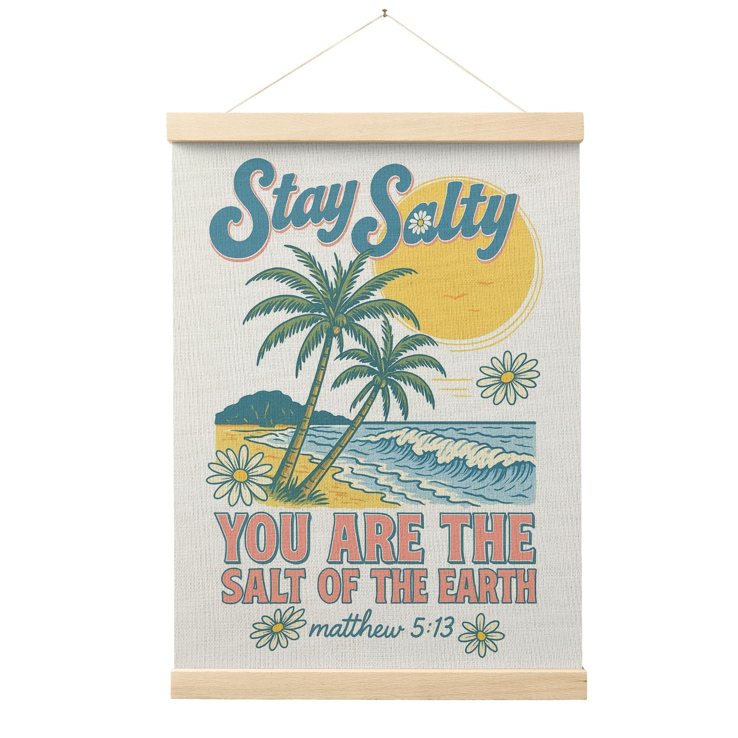 FGFK Summer Tropical Beach Christian Poster Hanger Frame, Beachy Room Decor Aesthetic, Stay Salty Bible Verse Posters Prints Wall Art Decor for Living Room Bedroom Home, 12x16 Inch