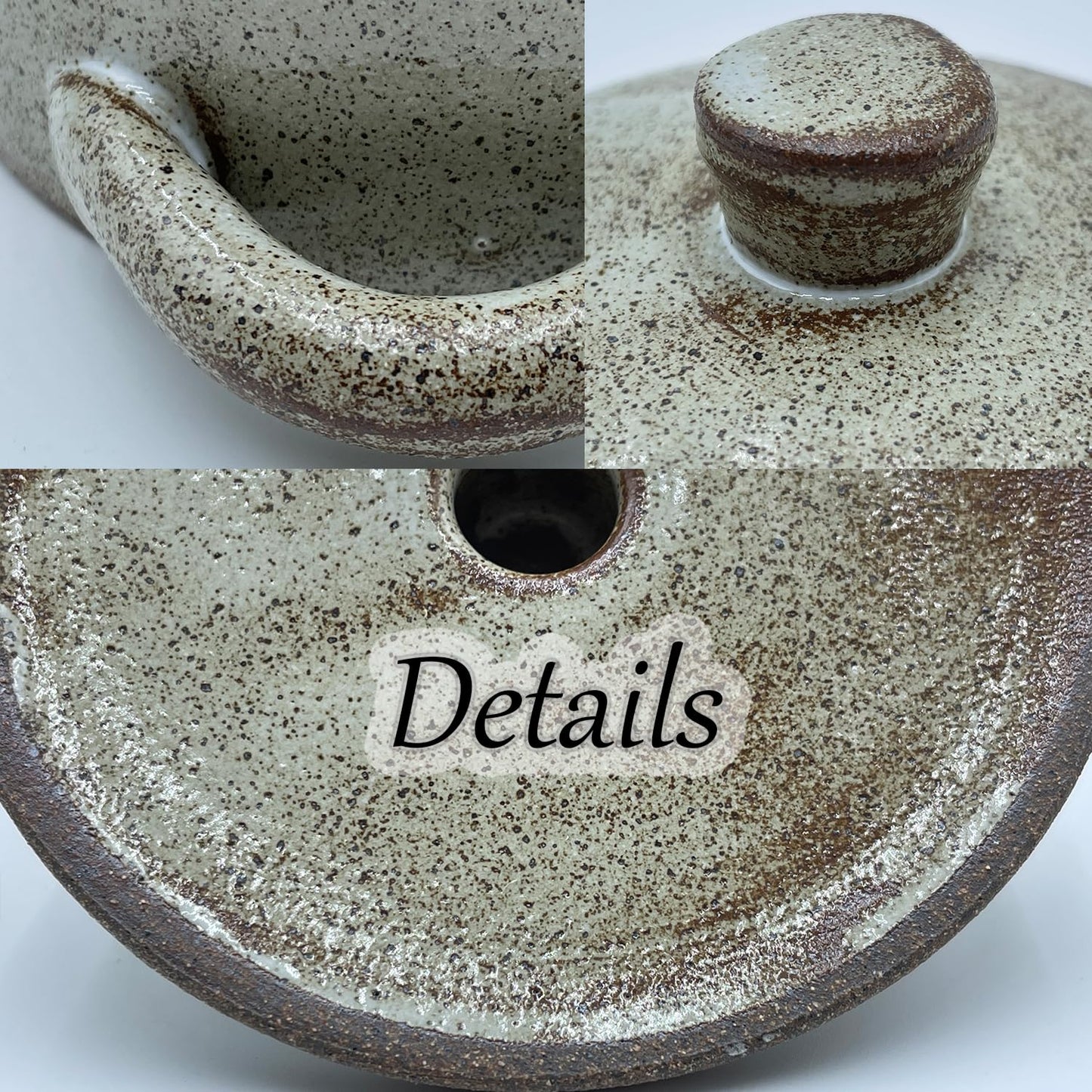 EWEIGEER Ceramic Salt Cellar With Lid & Spoon,8oz Salt Container For Countertop,Sugar Bowl,Spice Jar(Coarse Pottery Color)