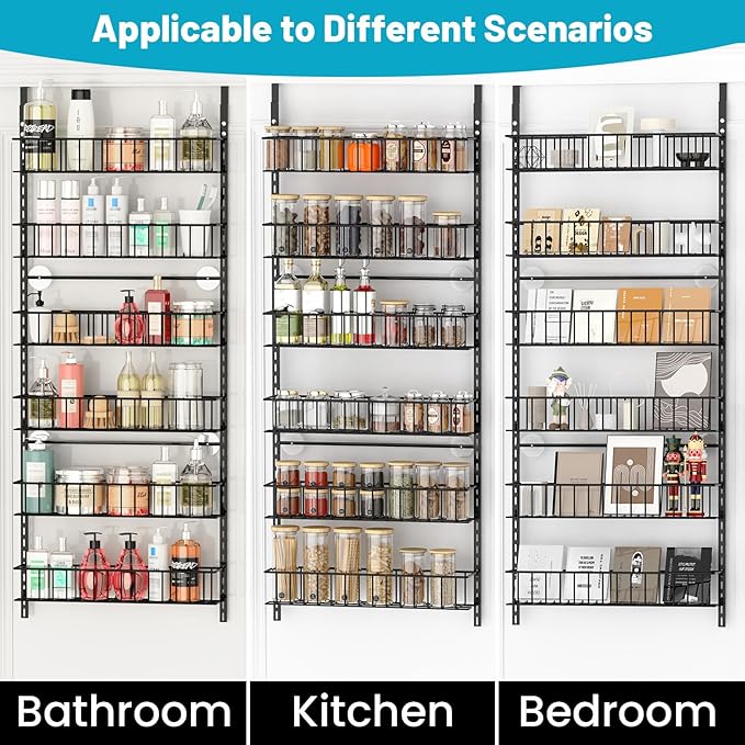 6-Tier Pantry Door Oragnizer, Over The Door Pantry Organizer Rack and Storage
