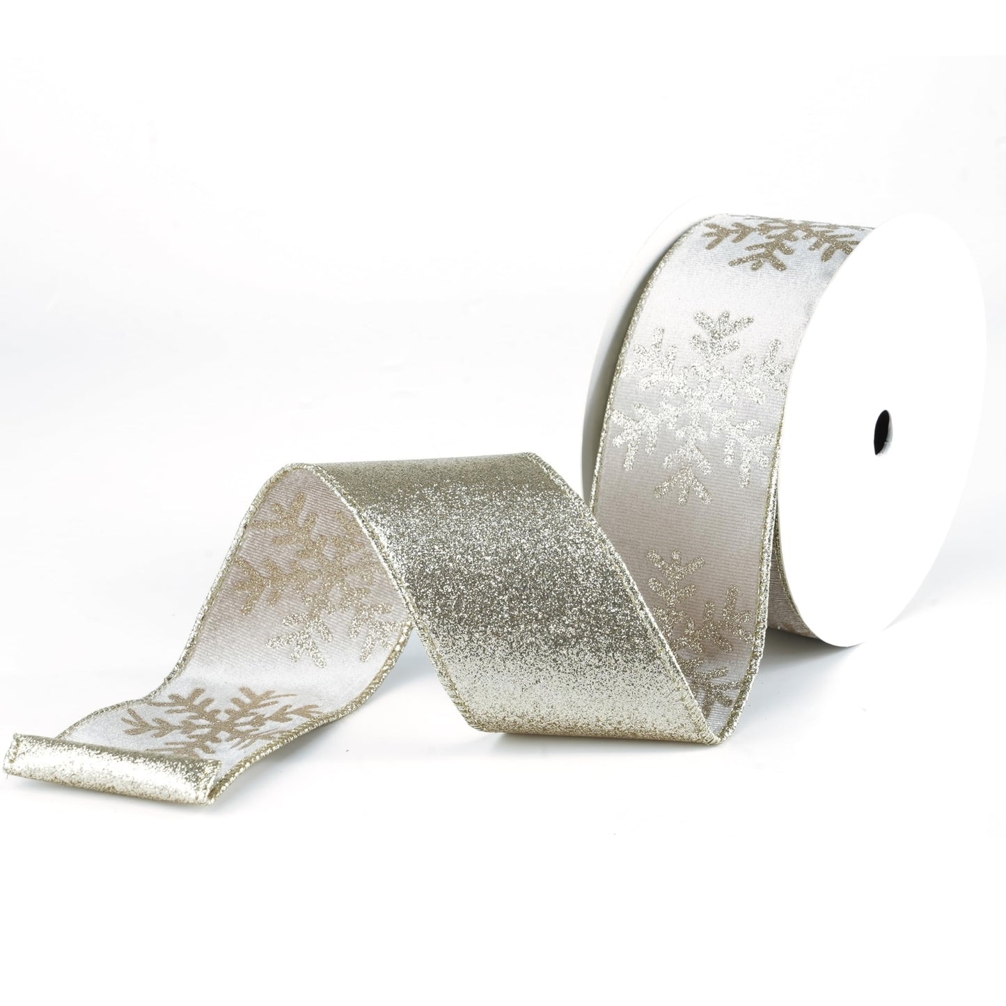 DINDOSAL Champagne Gold Velvet Wired Ribbon 2.5 Inch x 10 Yards