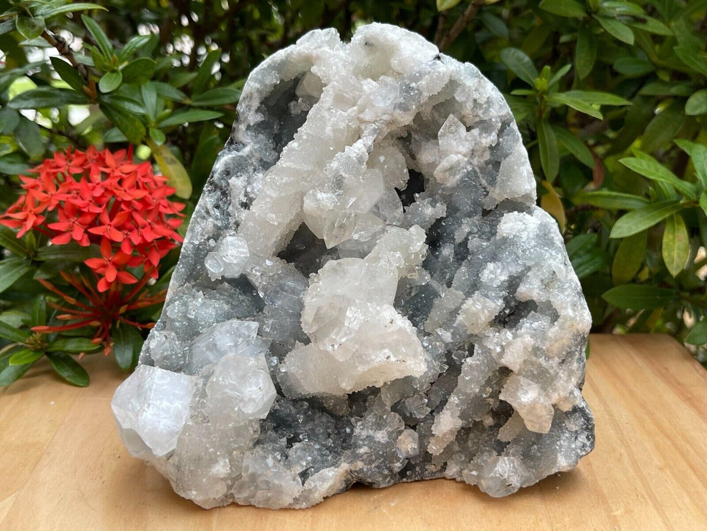 GAF TREASURES Apophyllite Cluster Geode Free Standing | Natural Apophyllite Crystal Display Piece | 0.5–9 lbs | Healing, Decor & Collectible Mineral