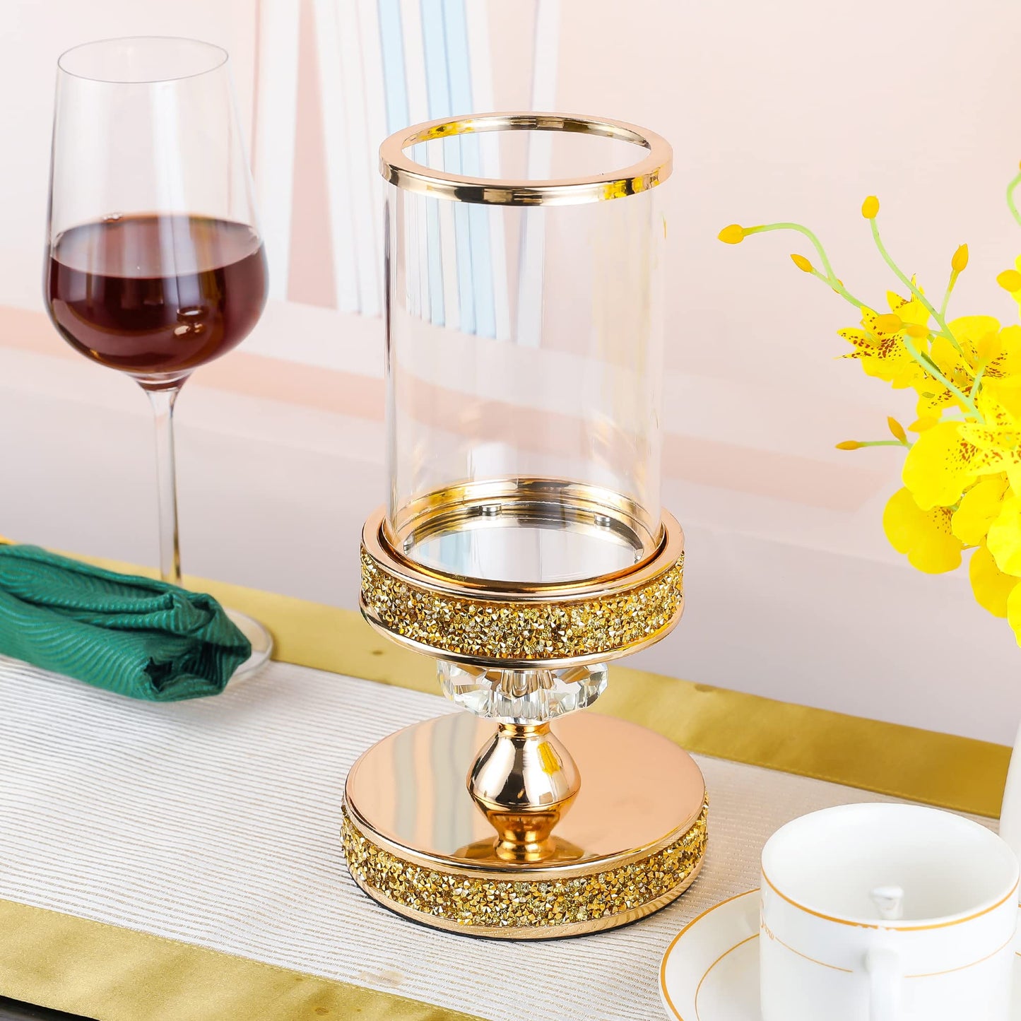 Candle Holder, Pillar Candle Holders, Crystal Candlesticks Holder for Wedding, Parties, Events, Chirstmas,Home Decor, Table Centerpieces CH028D (S)