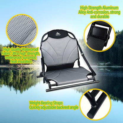 Islafeliz Aluminum Frame Kayak Seat Replacement – Breathable Mesh Stadium Chair for Sit-On-Top Fishing Kayaks & Canoes – High Back Support & Adjustable Straps