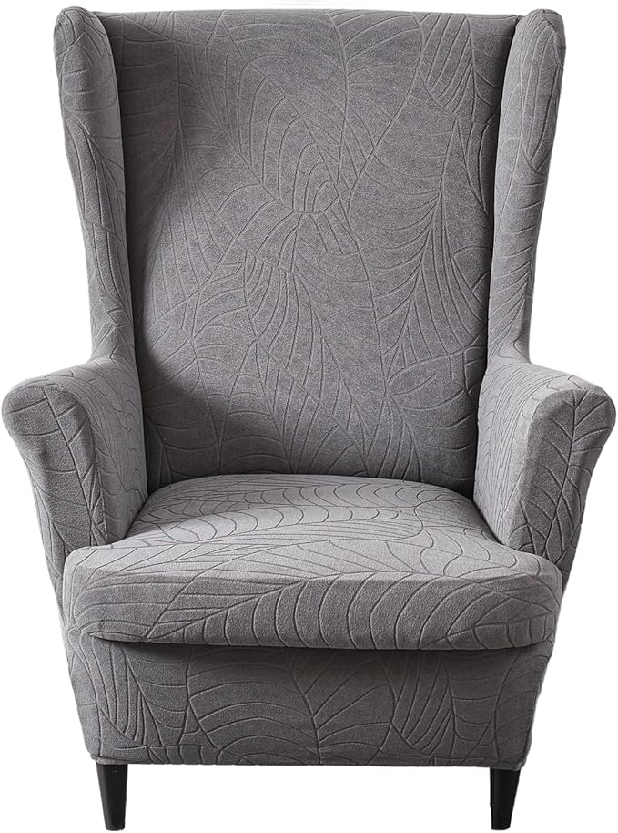 KRFOONN Stretch Wing Chair Slipcovers Jacquard 2 Piece Wingback Chair Covers