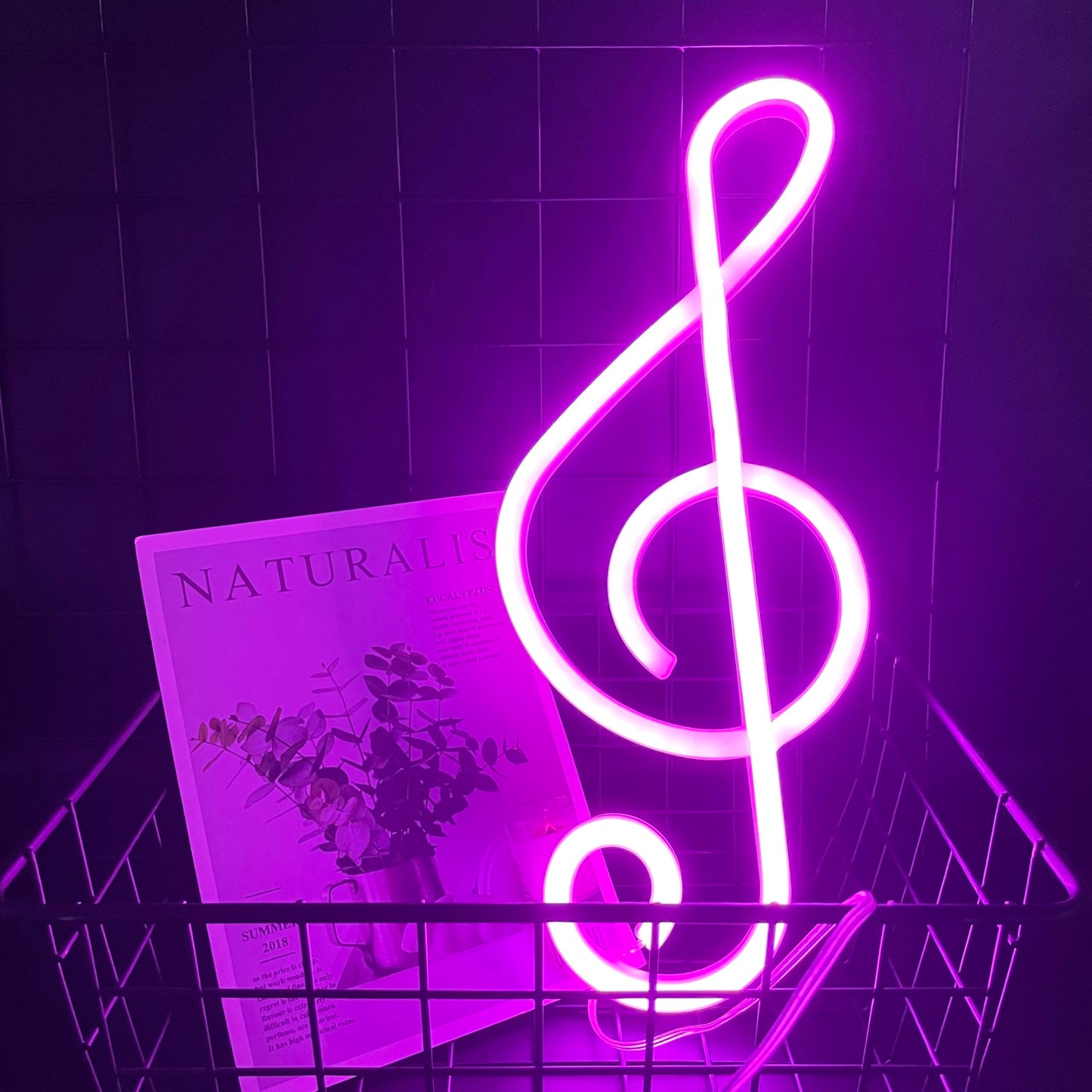 ENUOLI Neon Signs,Music Note Shaped Neon Lights LED Decor Night Light Wall Bedside Decor Battery/USB Operated Creative Lighting for Christmas,Wedding,Birthday Gift,Pub,Kids Room,Living Room(Pink)