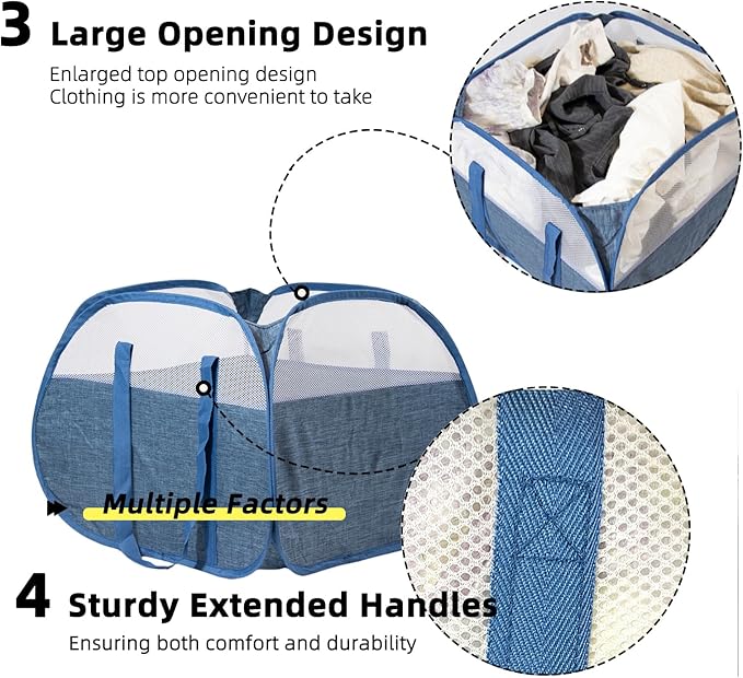 Collapsible Laundry Basket, 90L Foldable Pop-up Laundry Hamper