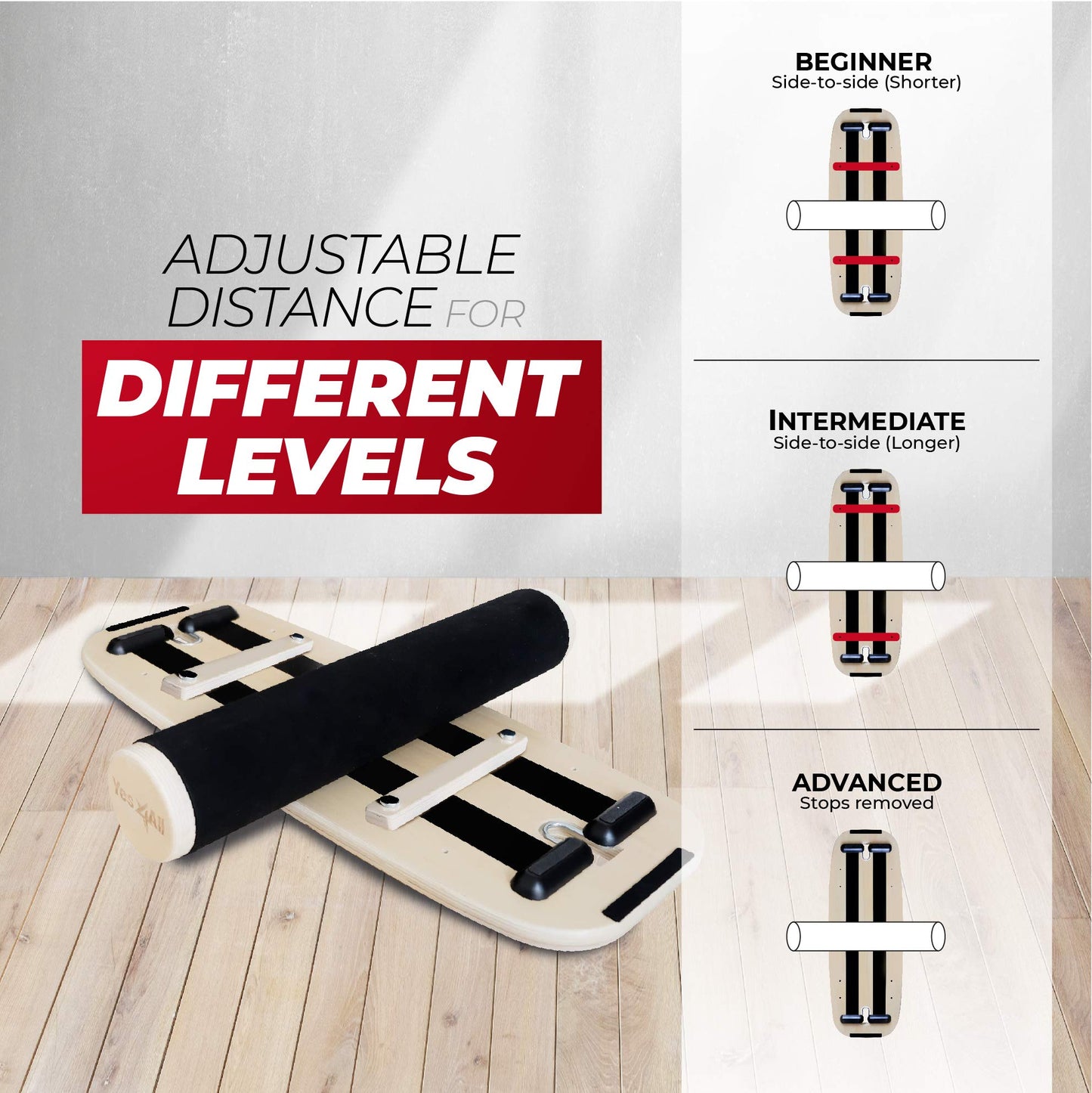Yes4All Premium Surf Balance Board Trainer with Adjustable Stoppers for Improve Balance, Build Strength & Surf Trainer