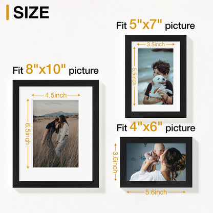 Vittanly 12 Pack Picture Frames Collage Wall Decor for Mounting or Tabletop Display, Gallery Wall Frame Set for Family, Multi Sizes Including 4pcs 8x10, 4pcs 5x7, 4pcs 4x6, Black