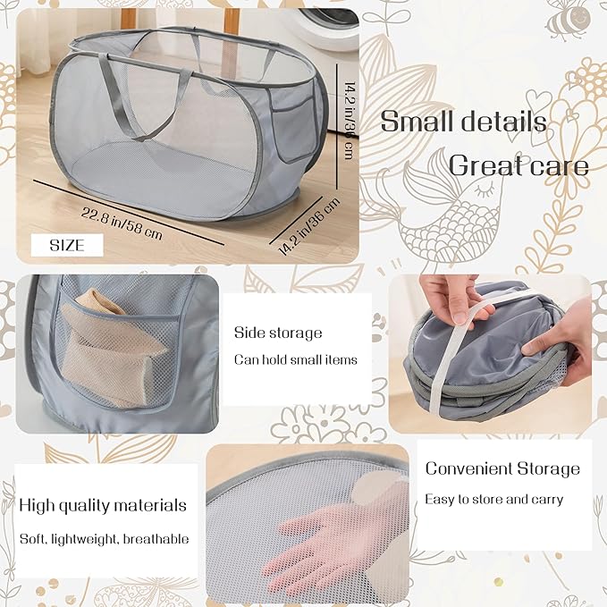 3 Pcs popup laundry hamper Sturdy Large Capacity collapsible laundry basket