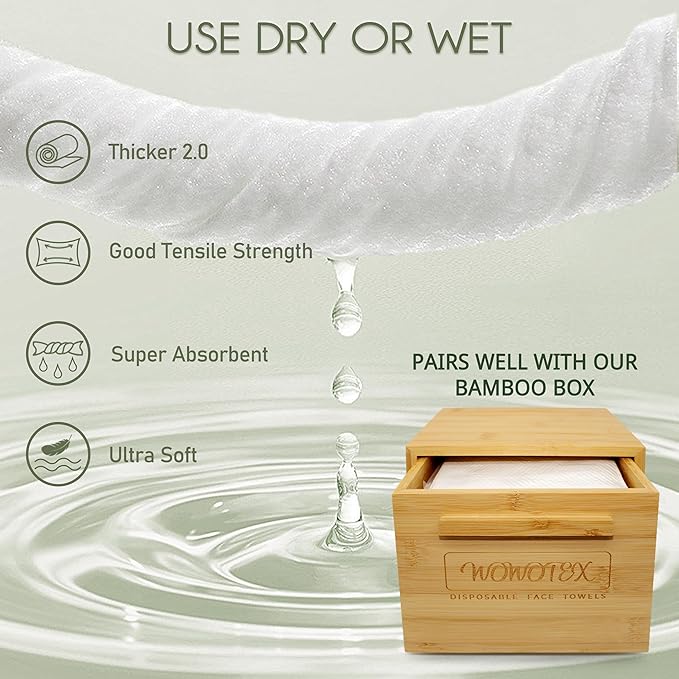 THICKER Dry Wipes 50 Count Disposable Face Towels 10x12" | Ultra Soft