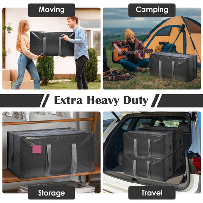 RMOHRO 6 Pack Moving Bags with Full-Open Side Zipper, Extra Large 93L Heavy Duty Waterproof Foldable Storage Totes for College Dorm, Moving & Home Organization Gray