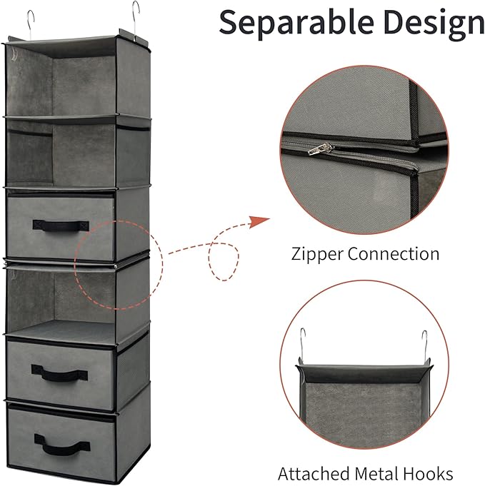 GRANNY SAYS 6-Shelf Hanging Closet Organizer, Separable to 2 Pack 3-Shelf