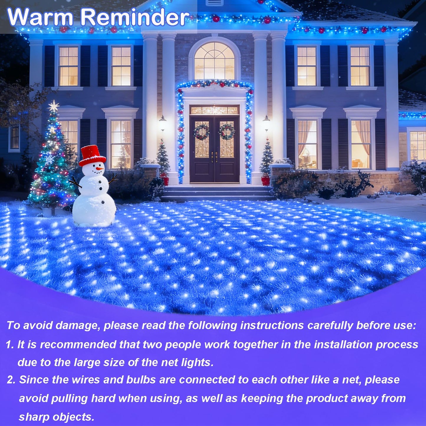 360LED Net Lights, 21ft x 5ft Connectable Christmas Mesh Lights with Timer & 8 Lighting Modes, Waterproof Outdoor Bush String Light for Halloween Xmas Tree Holiday Party Garden Hedge Patio - Blue