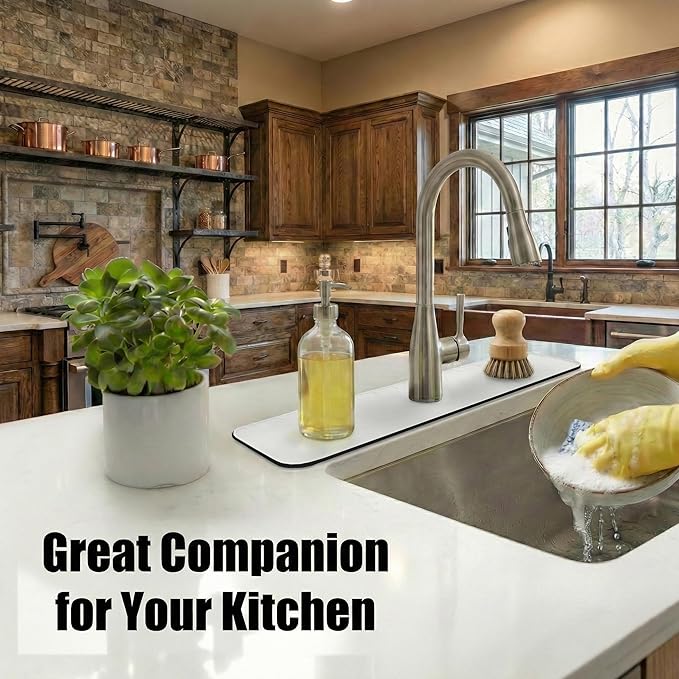 Customizable Kitchen Sink Faucet Mat: 30" Lx5.5 W Absorbent Splash Guard