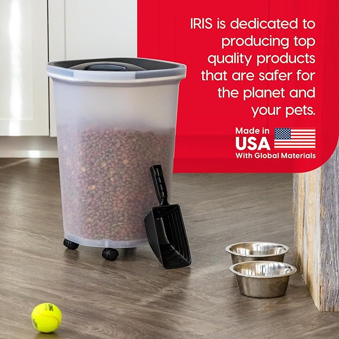 IRIS USA Pet Food Storage Container 25 lbs, Premium 60% Improved Airtight Seal