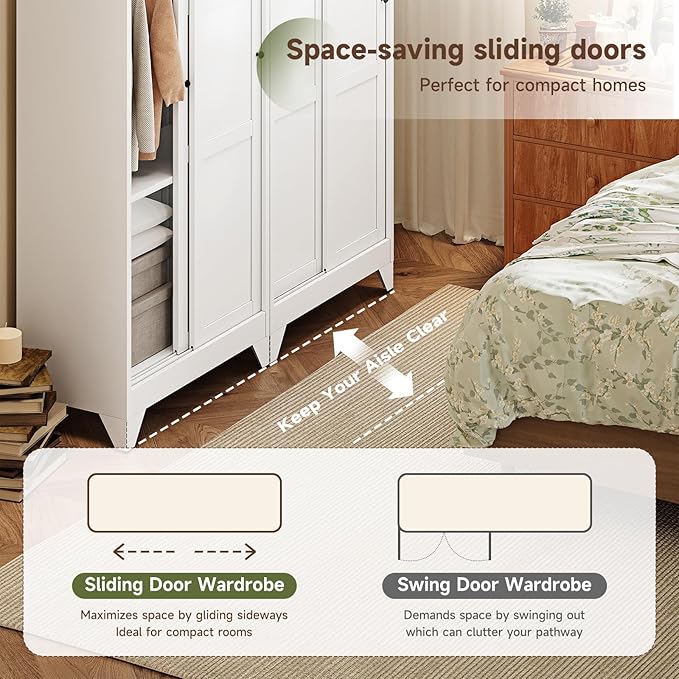Letaya Armoire Wardrobe Closet, Narrow Slim Coat Closet Cabinet