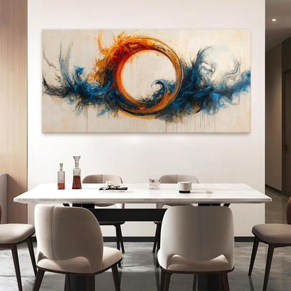 I@U Large Wall Art For Living Room Modern Abstract Wall Art Decor Ready To Hang Abstract Red Blue Circle Canvas Art Wall Decor For Bedroom Kitchen Dining Room Office Decoration 29x58 Inch