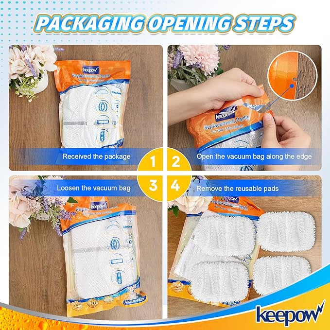 KEEPOW Reusable Microfiber Mop Pads Compatible