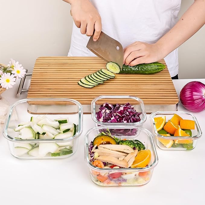 Liuruiyu 8 Pack Glass Food Storage Containers