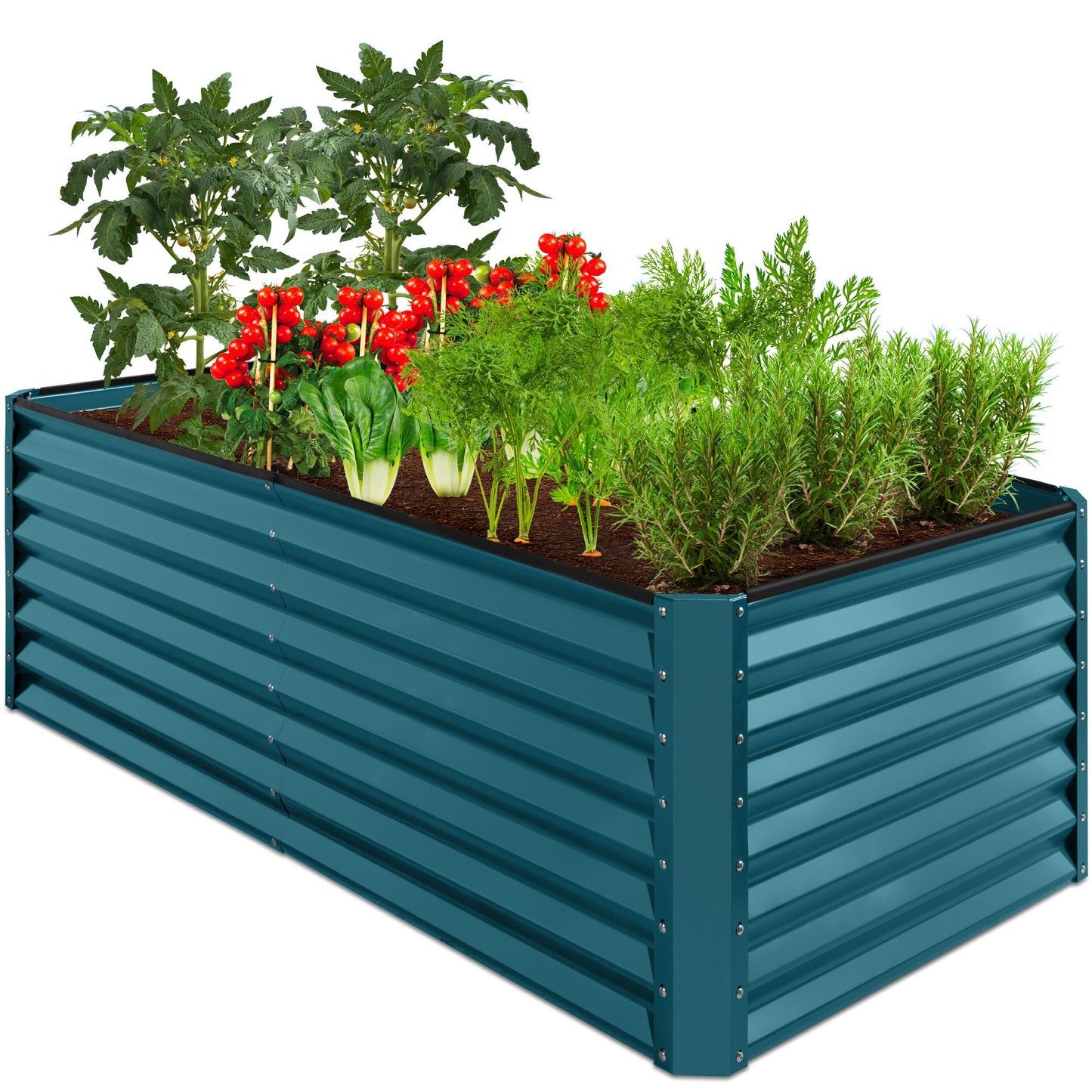 Best Choice Products 6x3x2ft Outdoor Metal Raised Garden Bed, Deep Root Box Planter for Vegetables, Flowers, Herbs, 269 Gallon Capacity, 100% Non Toxic Materials - Peacock Blue